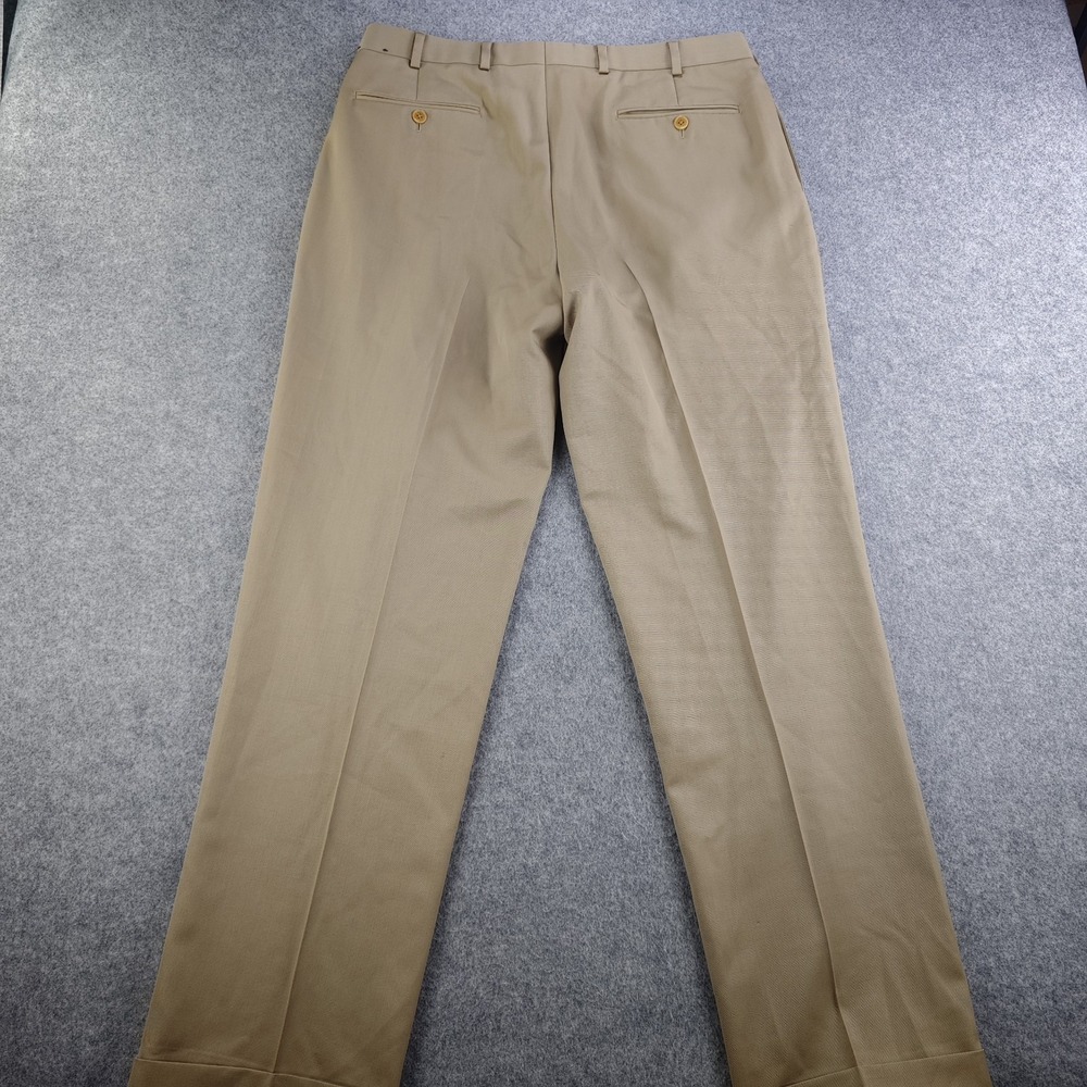 Brooks Brothers Madison Dress Pants Mens 35x32 Tan Pleated Cuffed 100% Wool - Picture 11 of 12